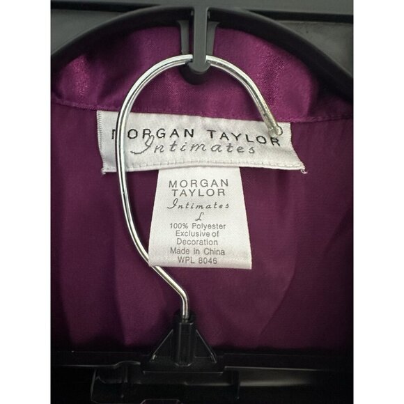 Morgan Taylor Intimates Royal Purple Satin Pajama Set L Whimsygoth Old Money - Picture 5 of 15